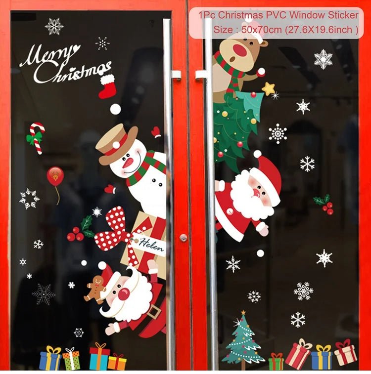 Adesivo de janela de natal, decorações de feliz natal para casa 2024, ornamento de natal, presentes de natal, ano novo 2025