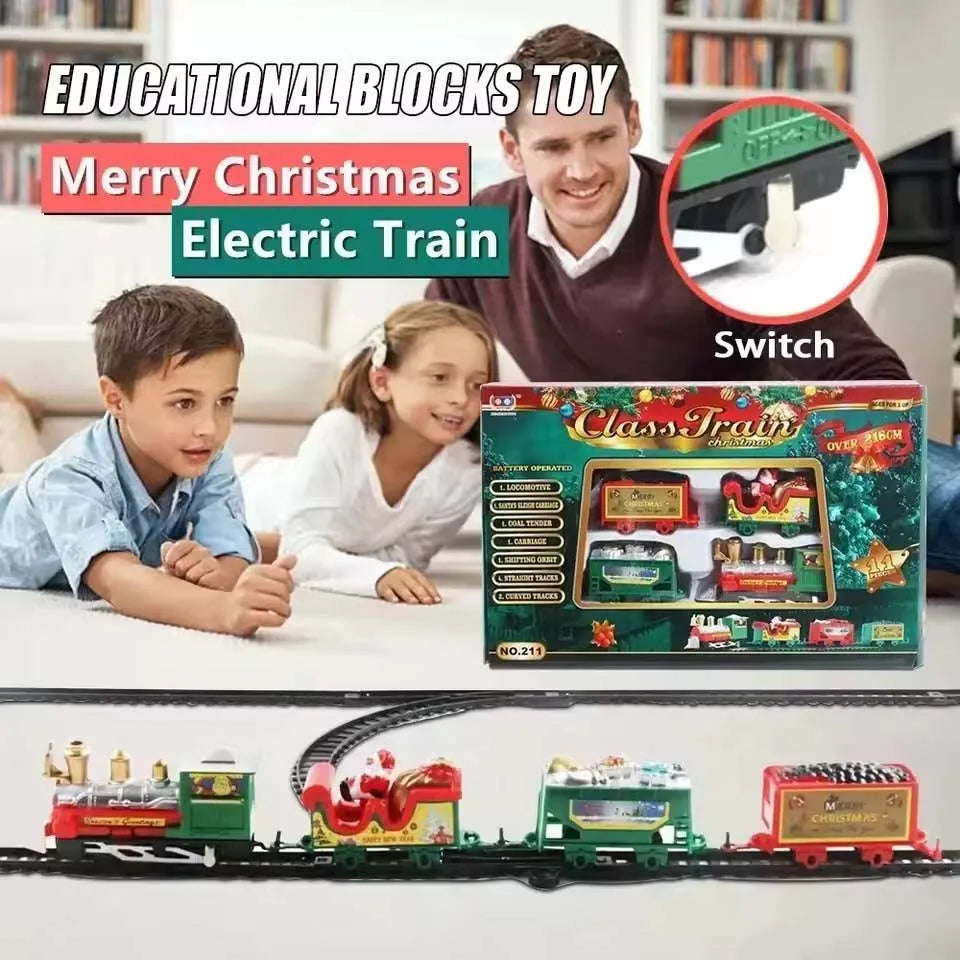 Trem Elétrico de Natal, Brinquedo de Decoração para Árvore de Natal, Trilho de Trem com Som e Luz, Carro de Trem, Presentes de Natal