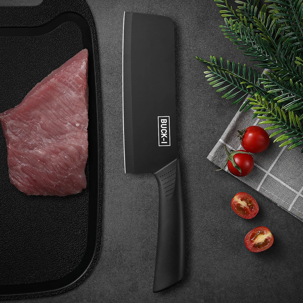 Conjunto de facas de cozinha, incluindo cutelo, faca de chef e faca para frutas, com bloco de facas, adequado para descascar carne e vegetais.