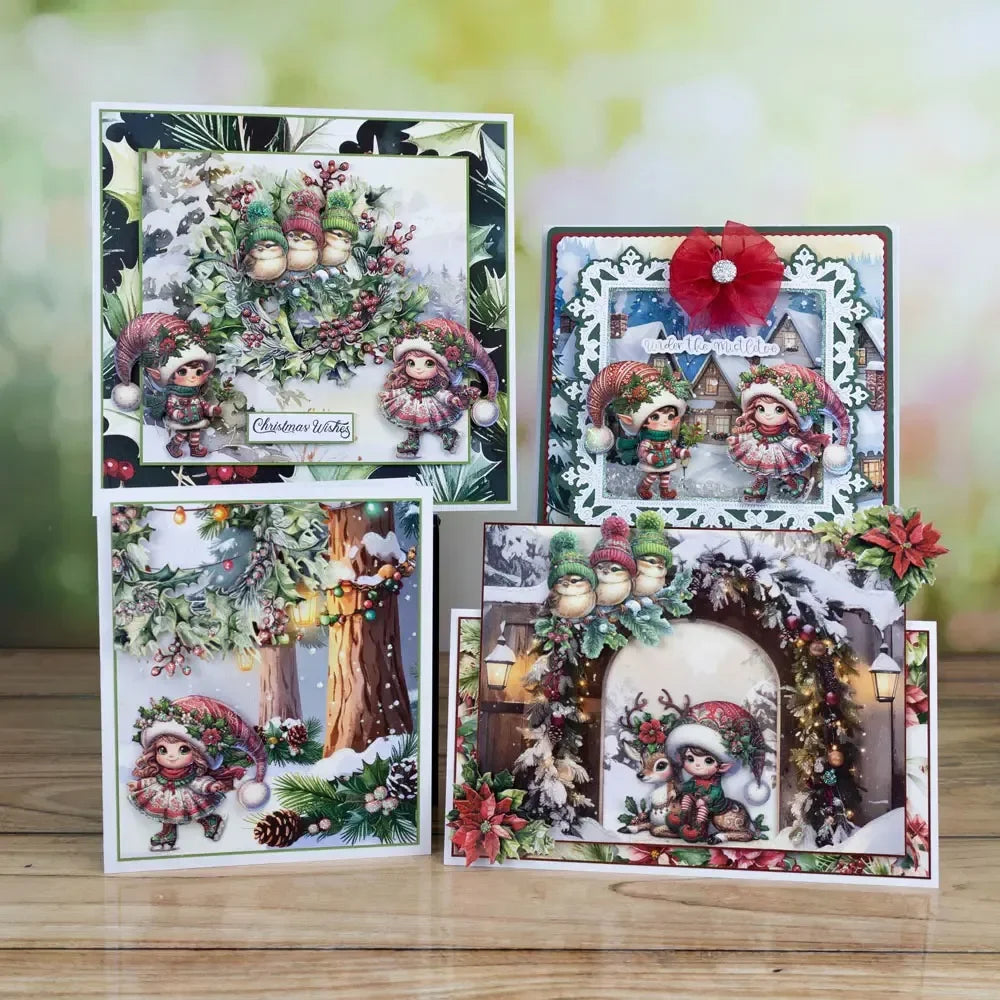 Cortador de Metal e Estêncil para Papel DIY de Álbum de Fotos com Temas de Natal: Brilho Cintilante, Confetes, Raminhos e Bagas