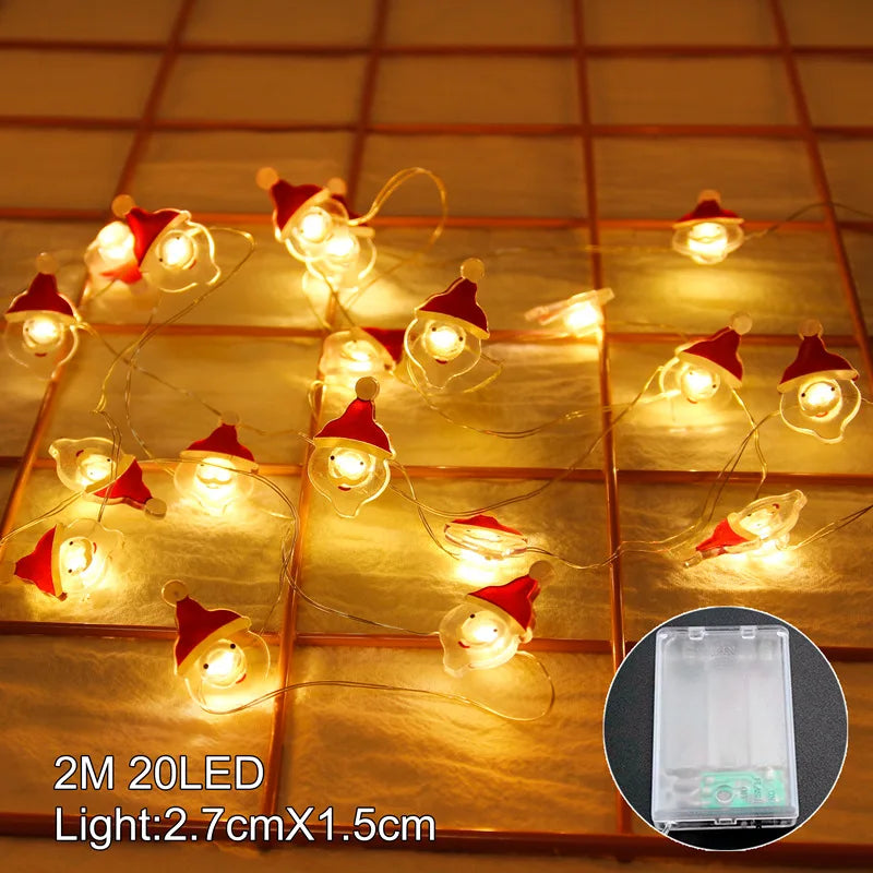 Papai noel natal led luz corda feliz natal decoração para casa 2025 enfeites de árvore de natal navidad presentes de natal ano novo