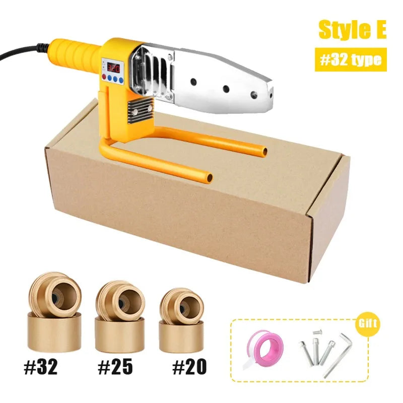 600/800/1000w máquina de solda de tubulação ferro de solda de plástico pb/pp/pe/ppr tubo de aquecimento ferramenta de fusão quente 63/32 tipo