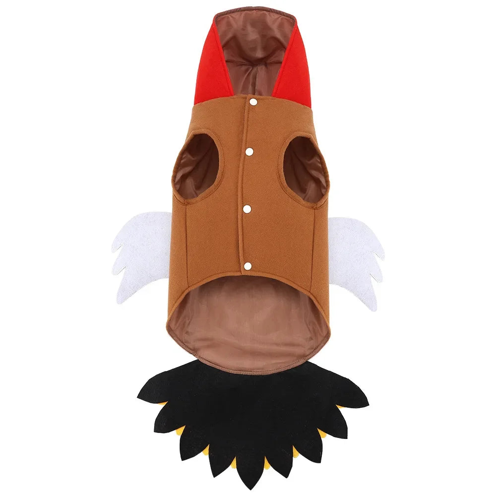 Fantasia de peru para cães no Halloween, fantasia de Ação de Graças para animais de estimação, roupa de inverno, vestuário para cosplay, fantasia para cães de pequeno, médio e grande porte.