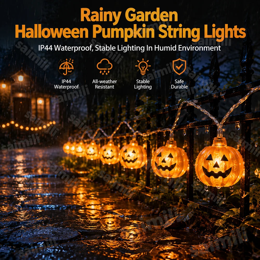 Decoração de Halloween: Luzes de Corda de Abóbora para Atmosfera de Terror, Decoração para Casa, Festa de Halloween, Doçura ou Travessura, Iluminação DIY