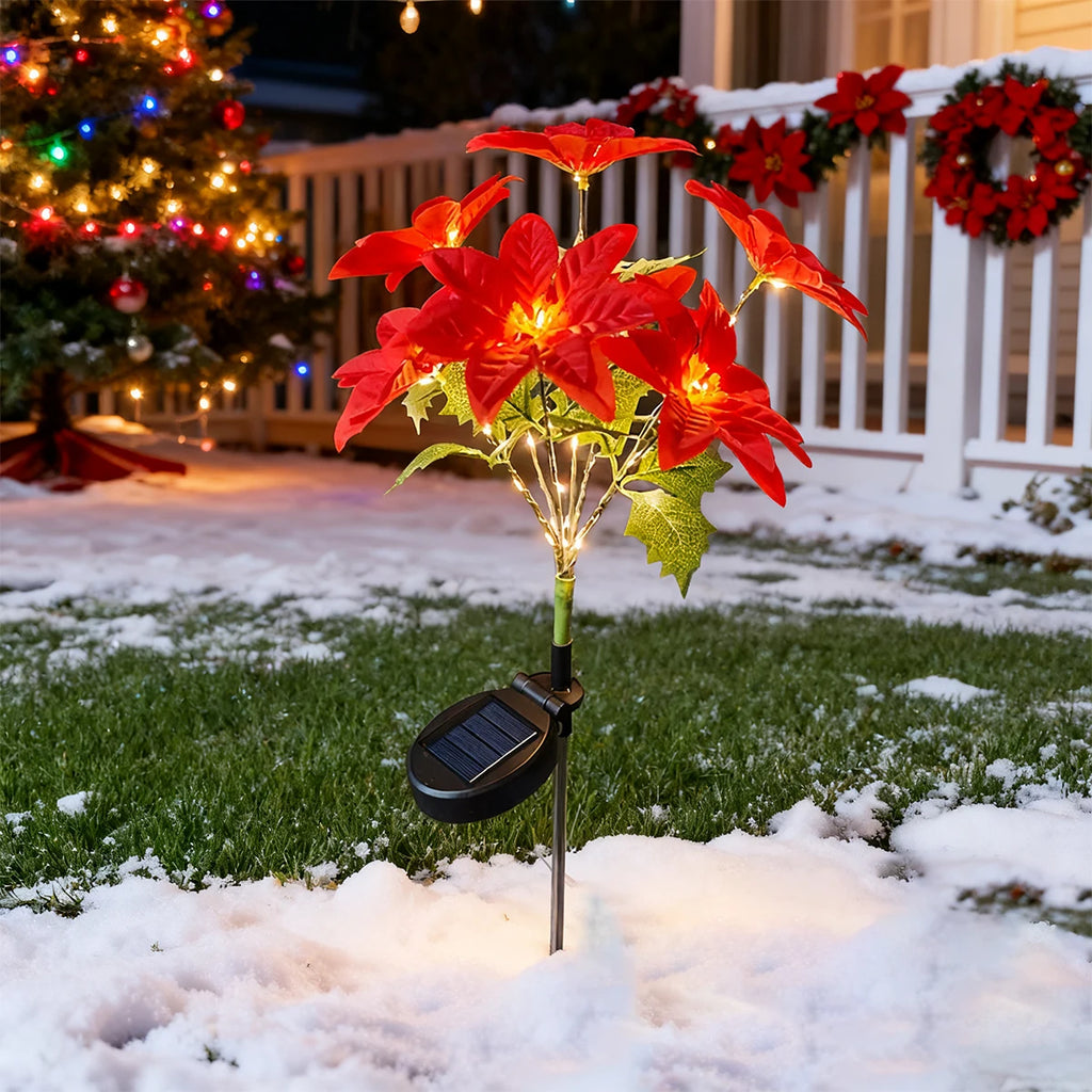 Luz de Flor Artificial de Natal LED Solar, Ideal para Decorar Jardins, Gramados e Pátios