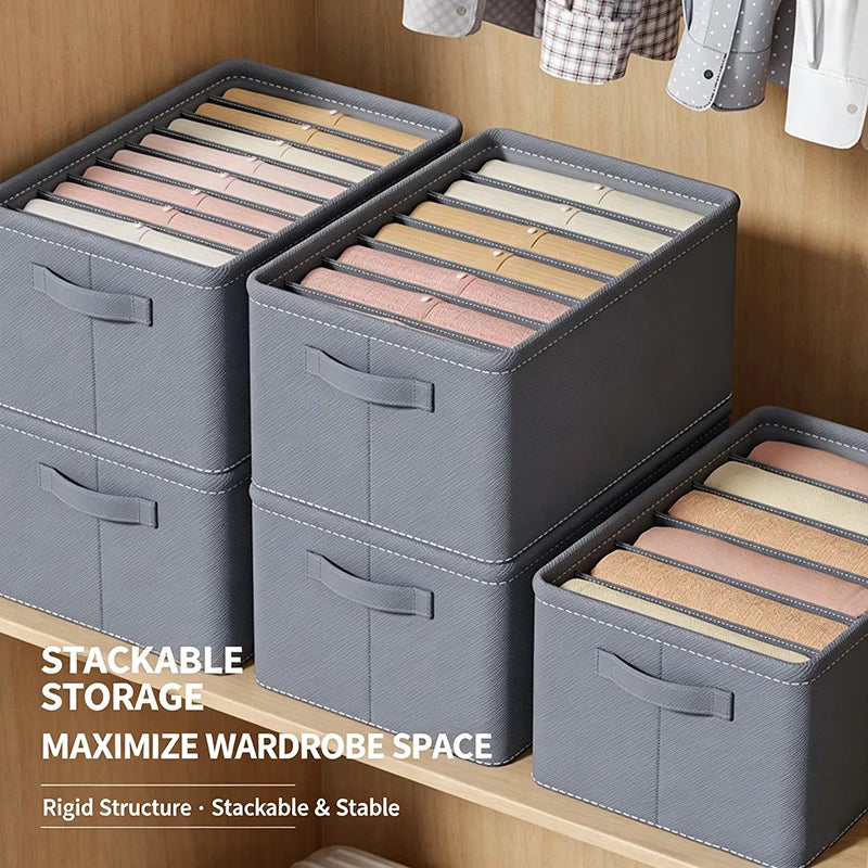Caixa organizadora de roupa com 6/7/9 compartimentos, para guardar calças mais grossas, dobrável, com divisórias, ideal para camisolas, camisas e gavetas de armários e guarda-roupas.