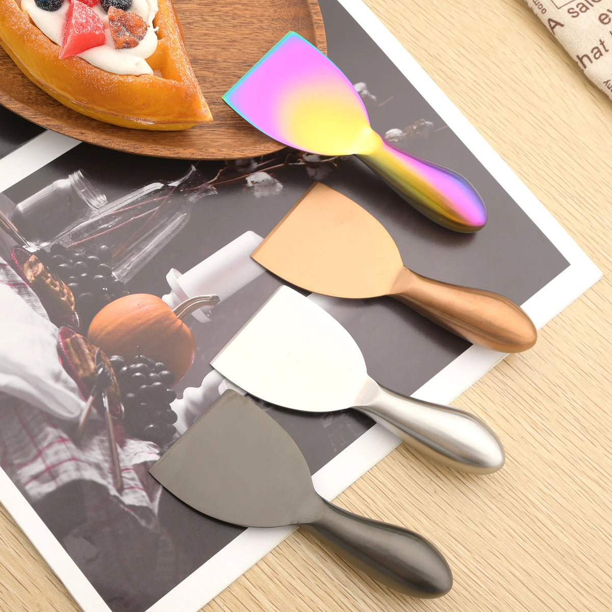 Conjunto de Utensílios para Cortar Manteiga com 6 Peças, Espalhadores de Queijo e Geléia, Cortador de Creme, Faca Multifuncional para Manteiga e Pão, Gadget de Cozinha