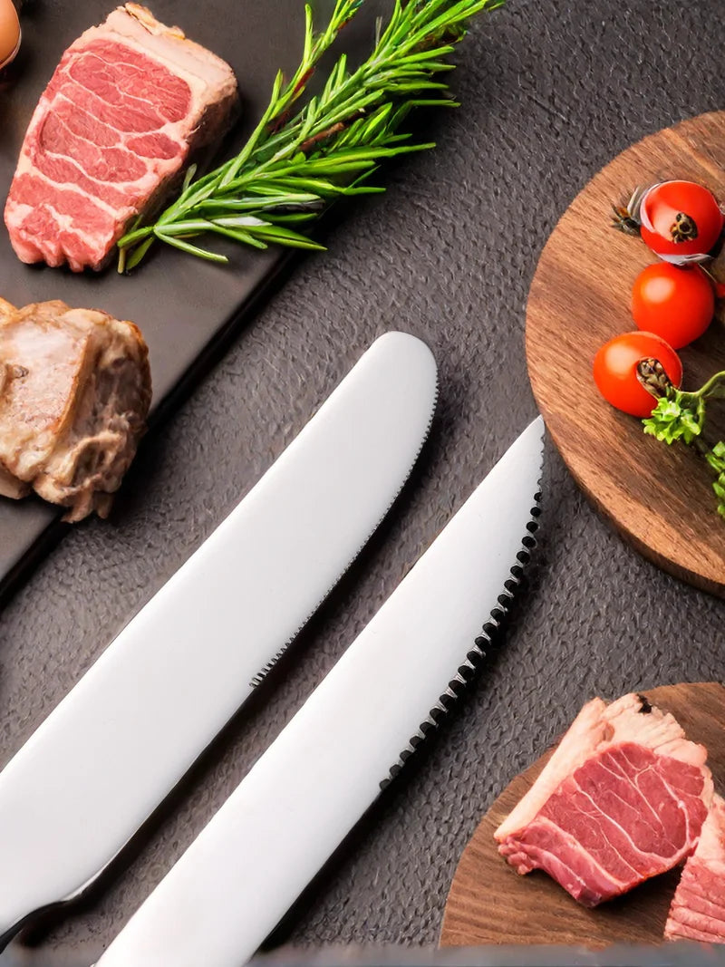 Clássico elegante conjunto de talheres de aço inoxidável garfo colher faca completa jantar garfo bife faca colher de chá criativo conjunto de louça