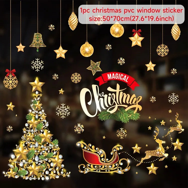 Adesivo de janela de natal, decorações de feliz natal para casa 2024, ornamento de natal, presentes de natal, ano novo 2025
