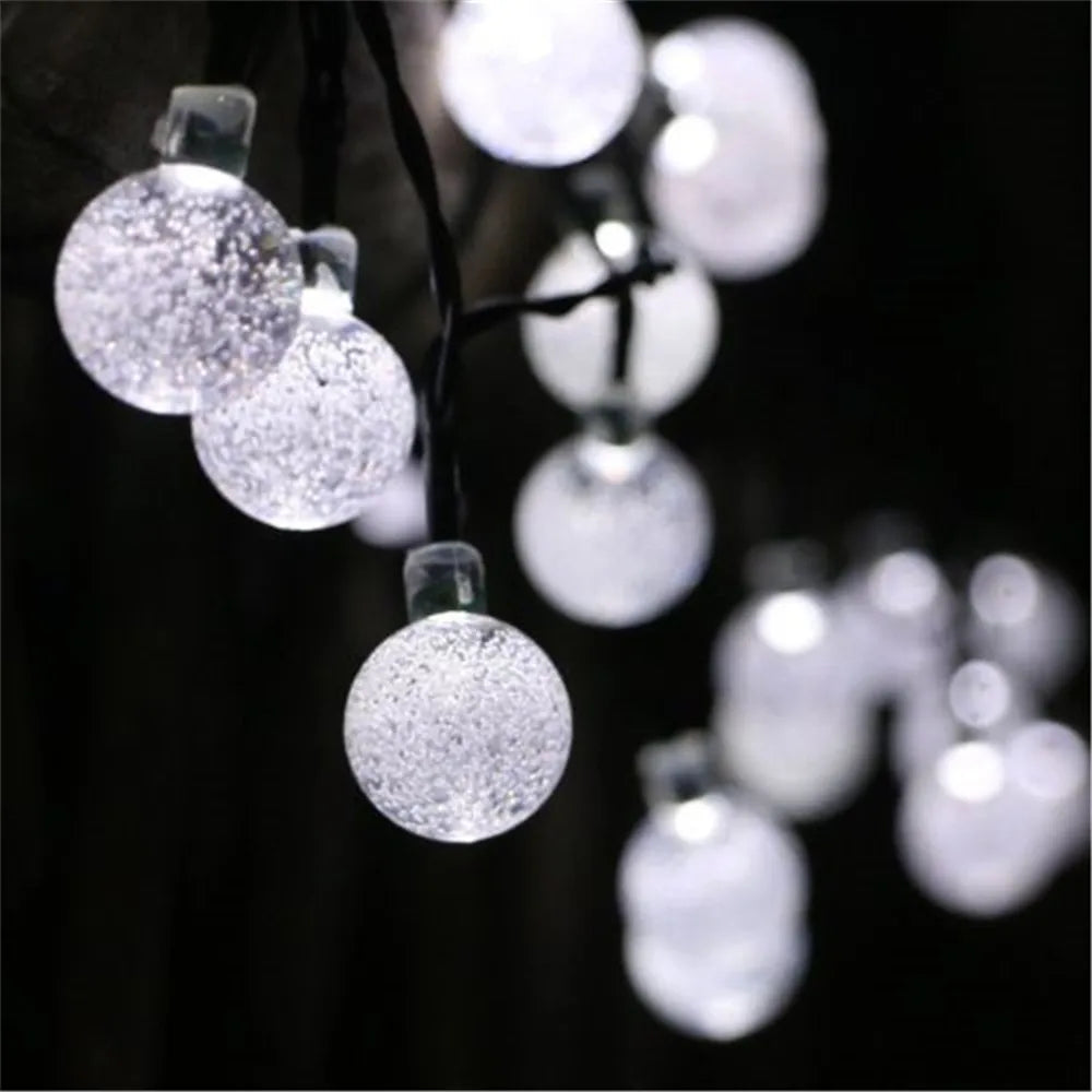 100 conduziu a lâmpada solar para exterior, impermeável, 12m, 12m, luz-acima, fada, bola de cristal, guirlandas do jardim, decoração do Natal