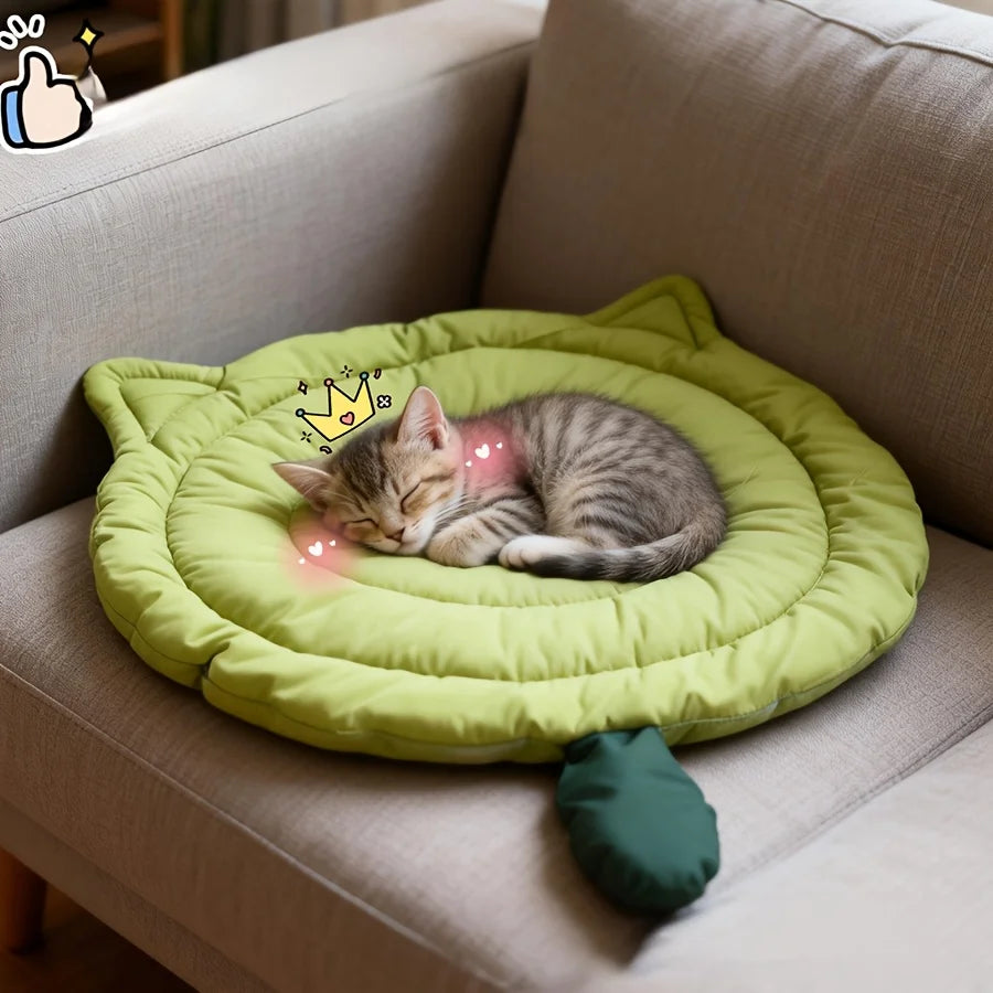 Cama de Pelúcia Fofa para Gatos 1pc, Colchonete em Formato de Gato, Macio, Respirável e Lavável para Gatos e Cães, Uso em Todas as Estações