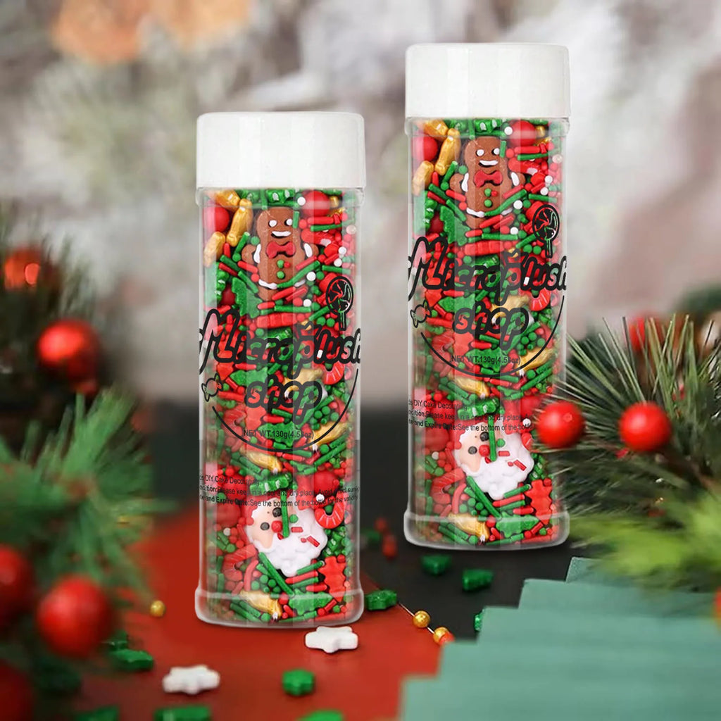Natal Sprinkles Mix para Cookie Baking Decor, árvore de Natal, Papai Noel, Jimmies, vermelho e verde Polvilhe