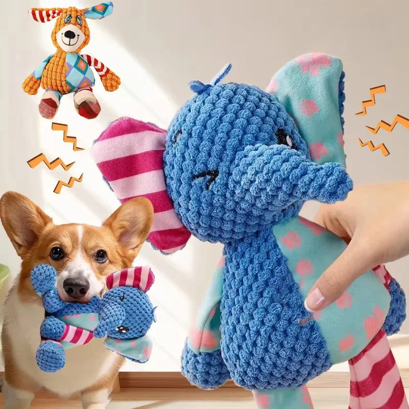 Brinquedo de Pelúcia para Cães, Fofo, em Formato de Raposa e Elefante, Anti-Mordida, Interativo, com Som, para Limpeza dos Dentes, Diversão e Resistência à Mordida