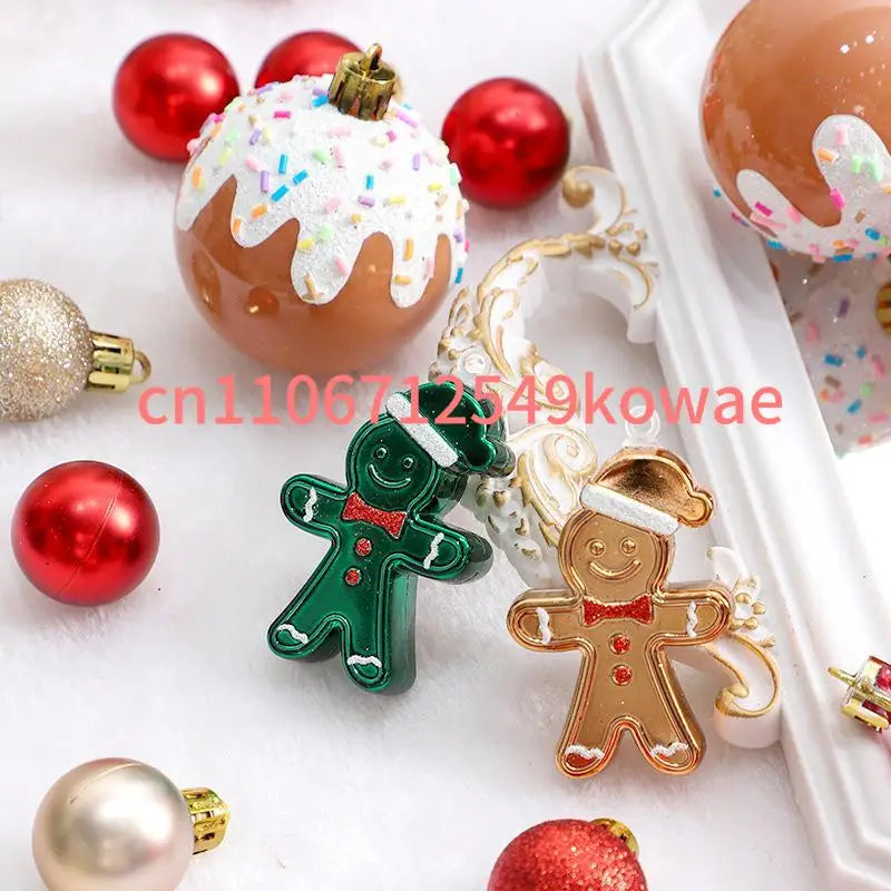 Decorações de Natal, 42 Conjuntos de Bolas de Natal Pintadas em Vermelho, Verde e Dourado, Pingentes.