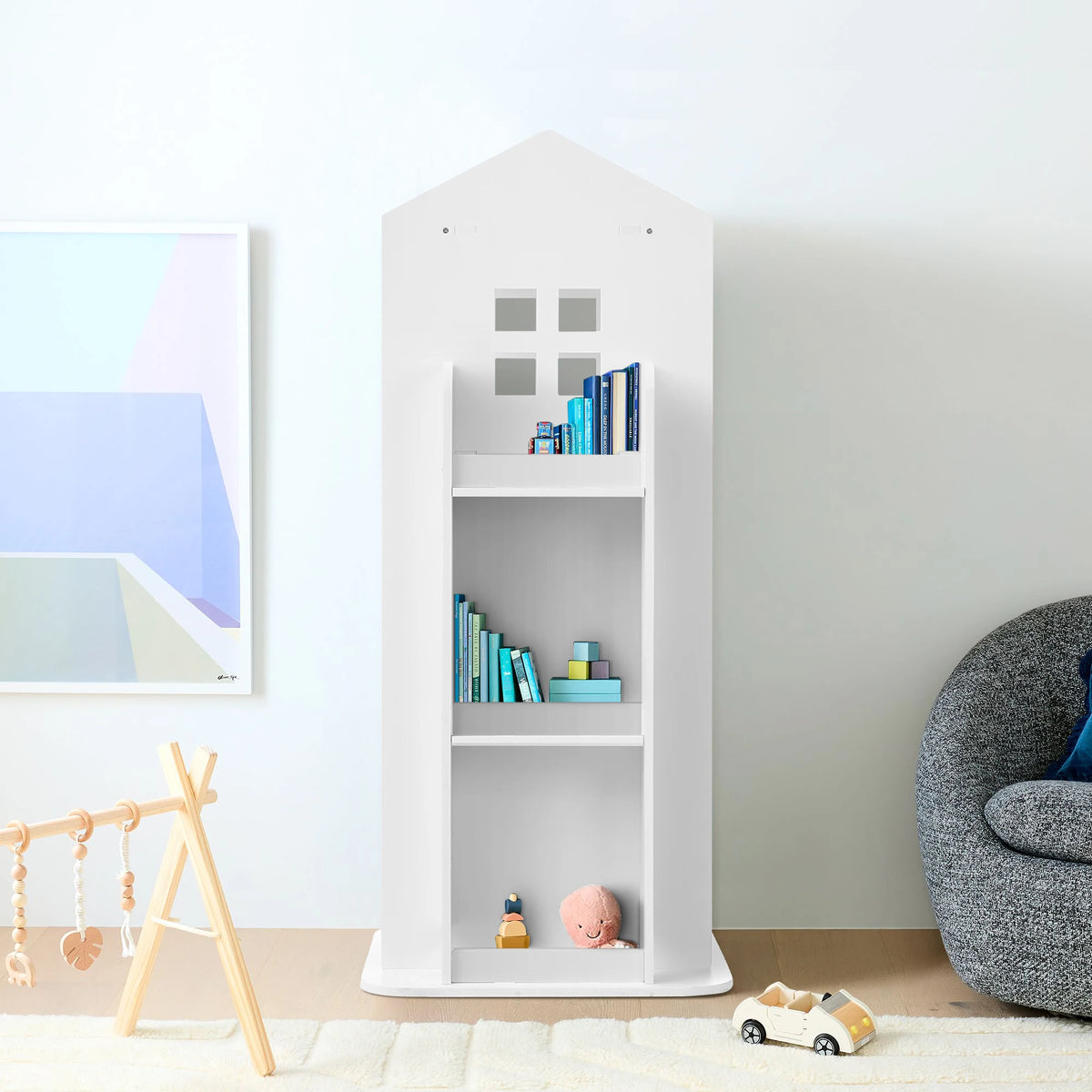 【Breeins】Madre de casa infantil, estante rotativa, livros, brinquedos, organizador de armazenamento, prateleira, armário, decoração de casa