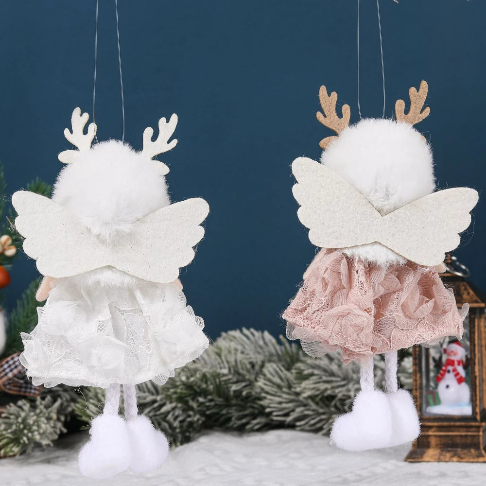 Natal Pendurado Malha Sequin Saia, Anjo Xmas Árvore Pingente Enfeites, Decoração de Casa, Noel, Presentes, 2022