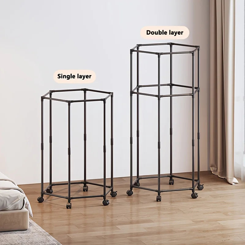 Cabides, rack de secagem de roupas com rodas, varal que economiza espaço para casa, construção de metal resistente, para varanda, sala de estar