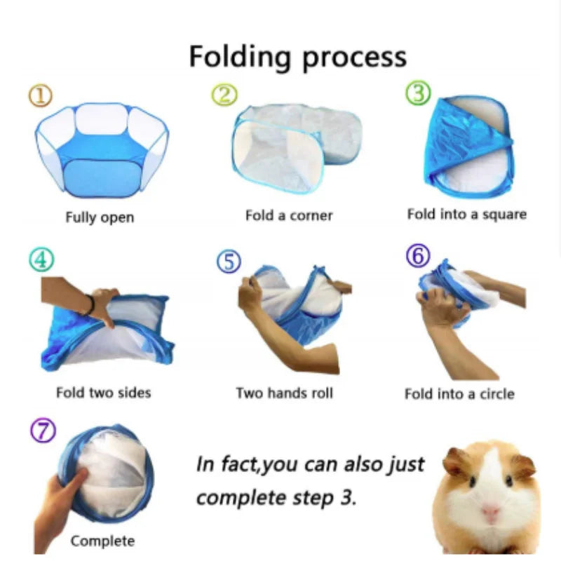 Transparente portátil pet gaiola tenda cão gato cercadinho aberto dobrável quintal cerca para hamster coelho cobaia pequena gaiola para animais de estimação