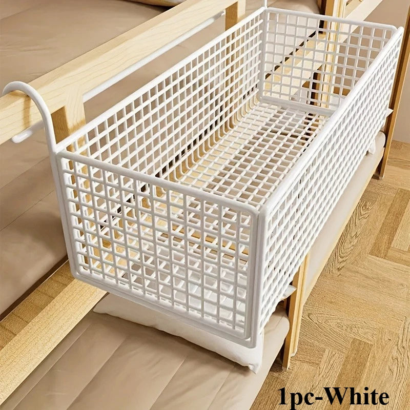 Rack de armazenamento contemporâneo, organizador de plástico multiuso para camas de dormitório, design que economiza espaço, cestas de prateleira