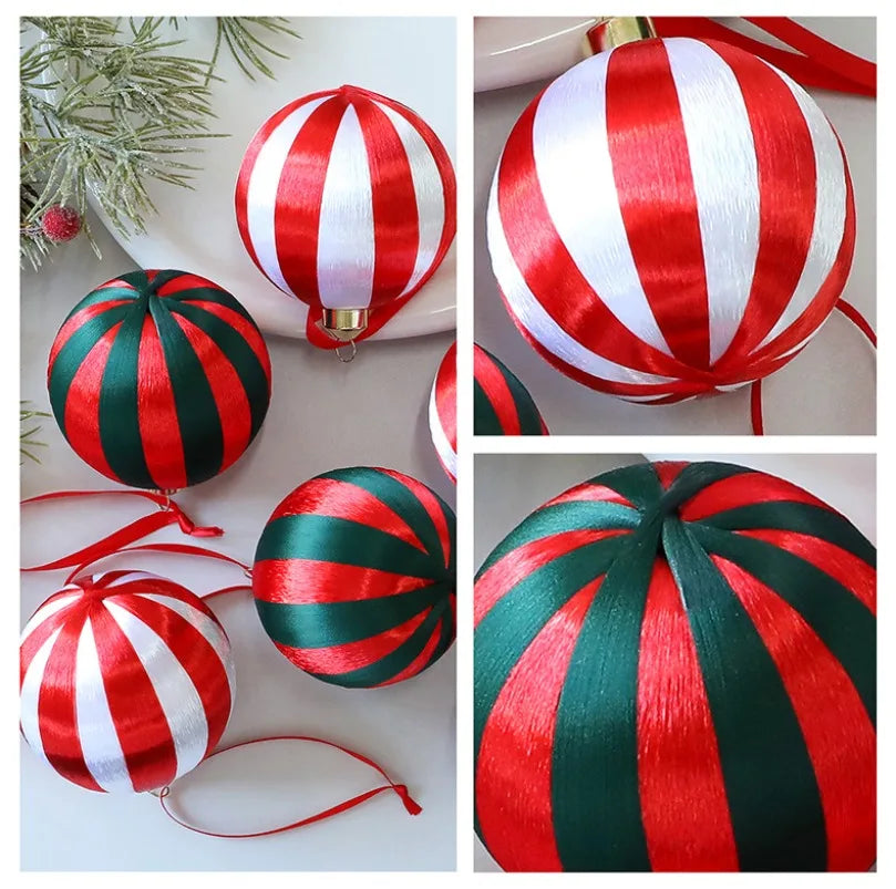 Novo 6 pçs conjunto de bola de natal pingente decorativo seda janela de natal atmosfera decoração árvore de natal bola de espuma pingentes