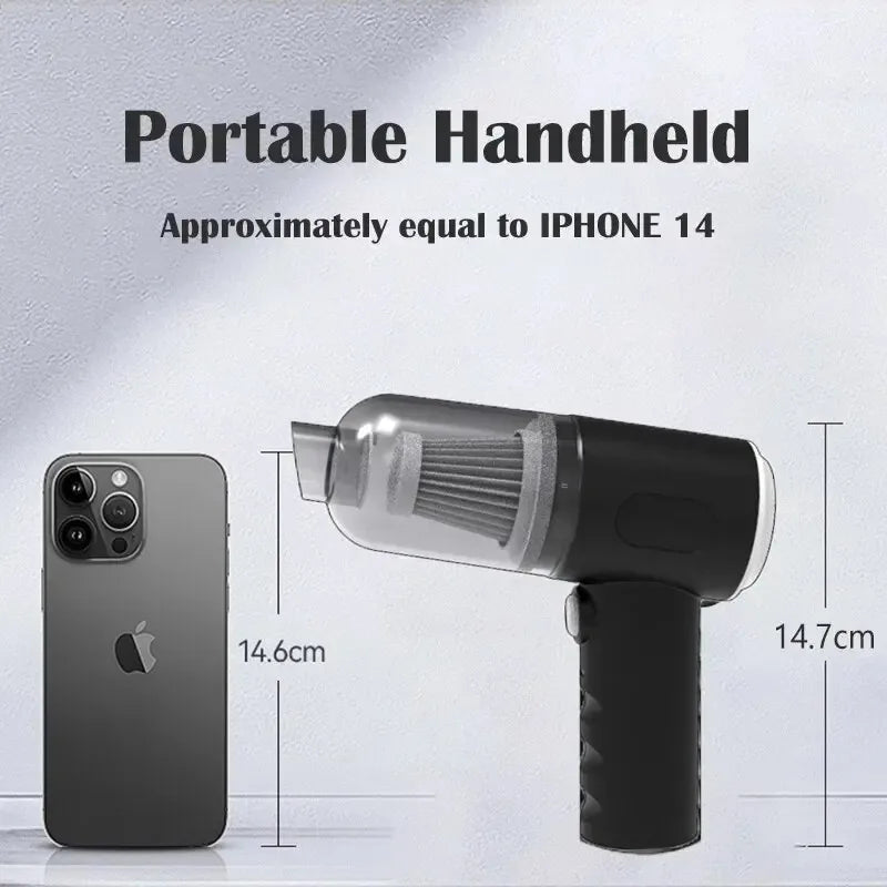 Aspirador de pó sem fio para carro, 9000pa, carregamento usb, 1200mah, aparelho de limpeza portátil, mini aspirador de pó molhado e seco doméstico