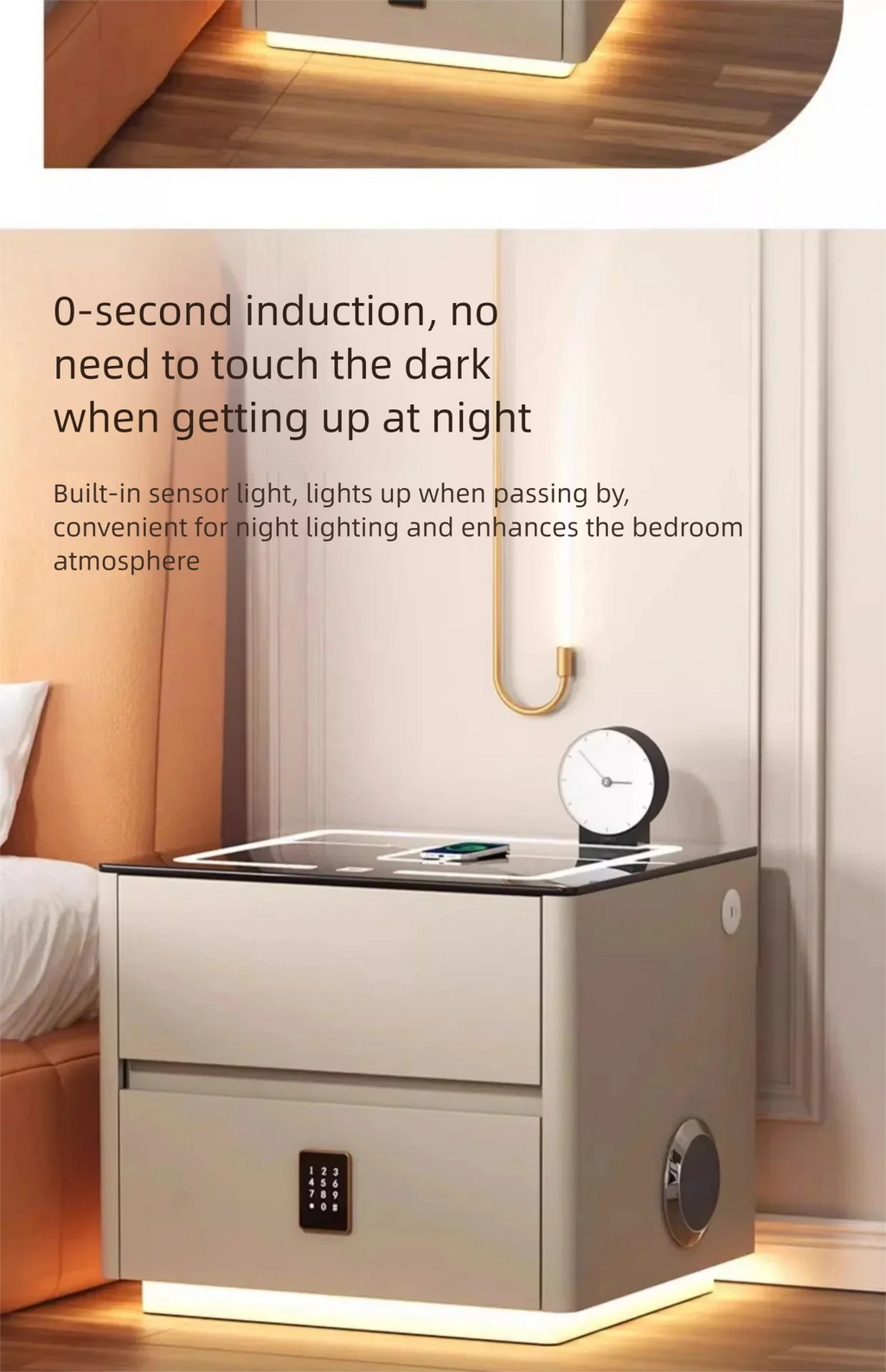Mesa de Cabeceira Inteligente com Armazenamento para Quarto - Móveis para Casa