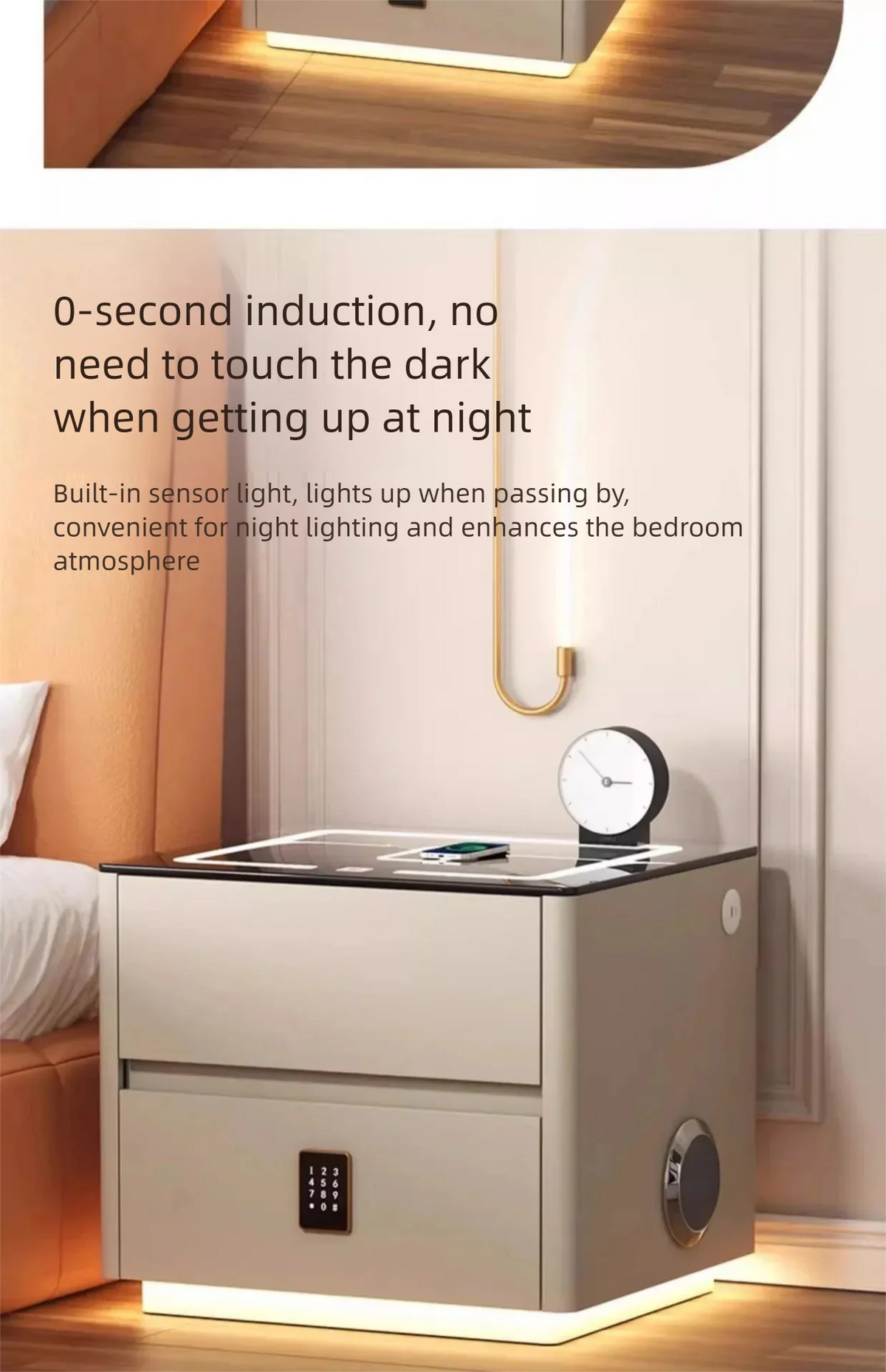 Mesa de Cabeceira Inteligente com Armazenamento para Quarto - Móveis para Casa