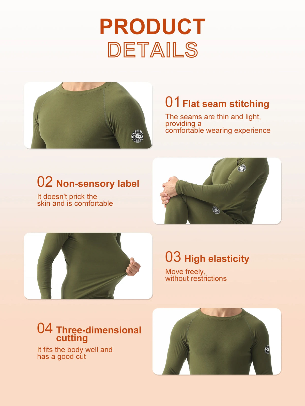 1 Set of Men's Thermal Underwear, Winter Fleece Thermal Underwear Set, Solid Color Slightly Elastic Sports Thermal Underwear Pants, Winter Outdoor Sports Base Layer for Polar Hiking, Mountaineering, Skiing, Fishing, Thermal S