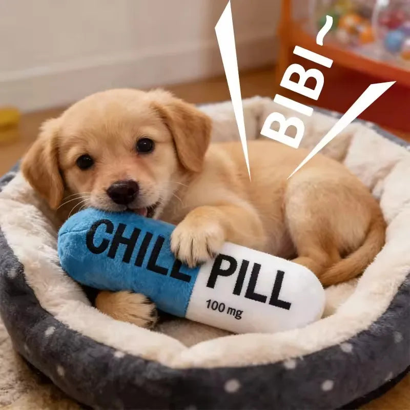 Brinquedo de Pelúcia para Cães em Forma de Cápsula com Apito, Brinquedo Durável e Resistente a Mordidas para Filhotes, Acessório Seguro para Limpeza dos Dentes de Cães e Animais de Estimação