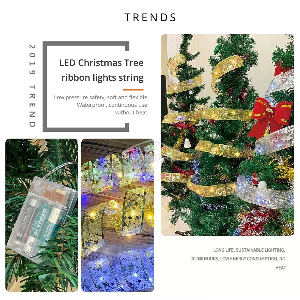 Fita fada discoteca luz árvore de natal branco quente decoração atmosfera ouro ano novo para festa buquê diy arco corda lâmpada