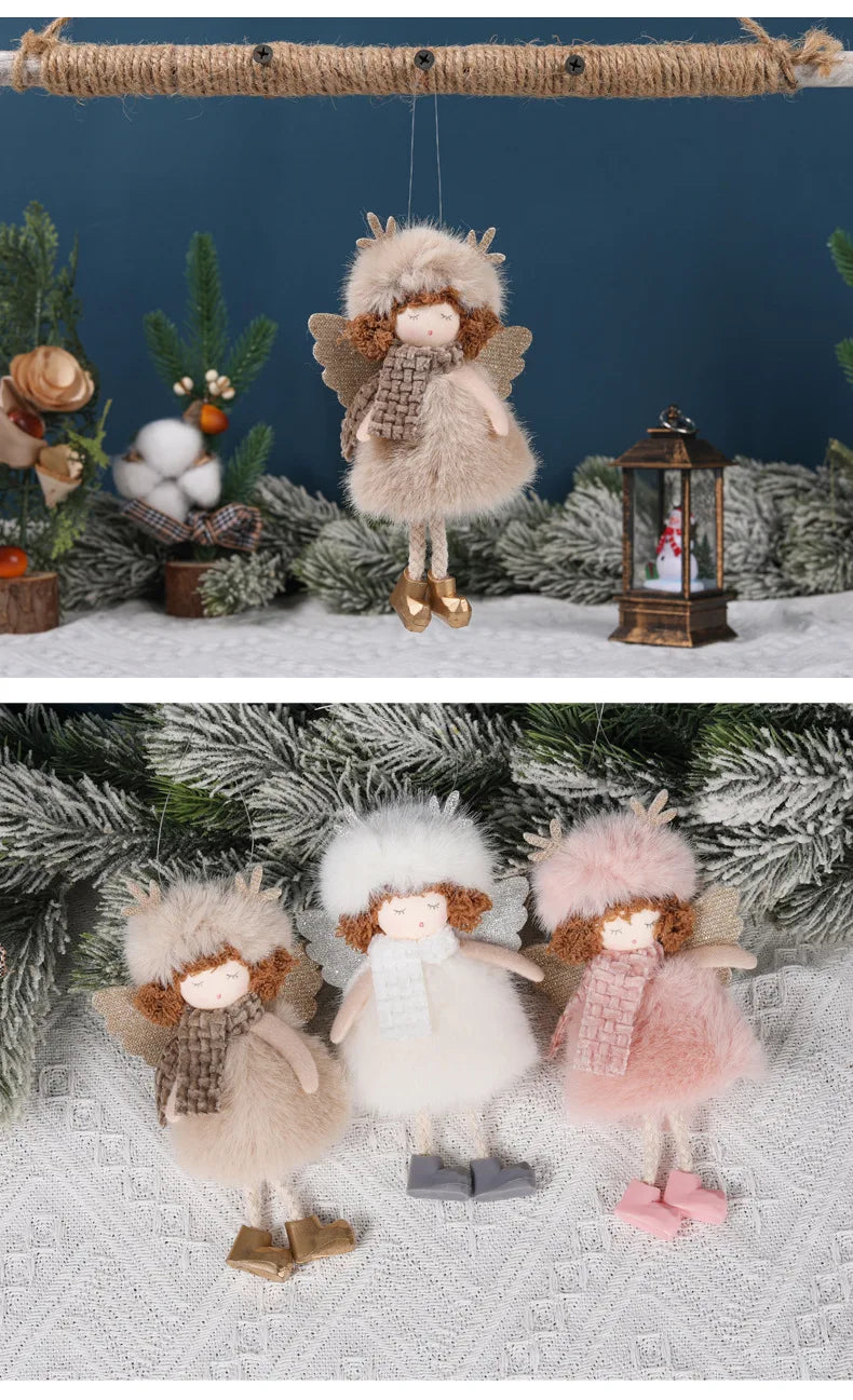 Natal Pendurado Malha Sequin Saia, Anjo Xmas Árvore Pingente Enfeites, Decoração de Casa, Noel, Presentes, 2022