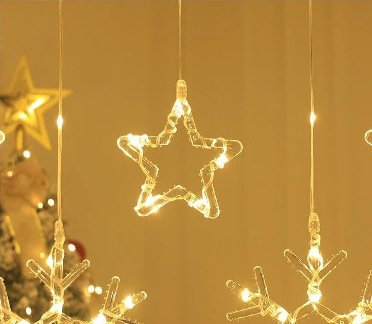 Cortina de Luzes de Natal, Luzes de Fada, 3M, Alimentação USB, Controle Remoto, 8 Modos, Decorações LED para Janelas de Casa