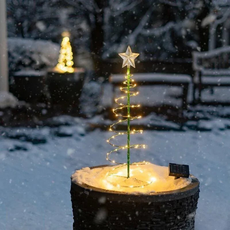 Natal luz solar led luminosa árvore de natal ornamento ao ar livre à prova dwaterproof água lâmpada decorativa corda festival decorações do jardim