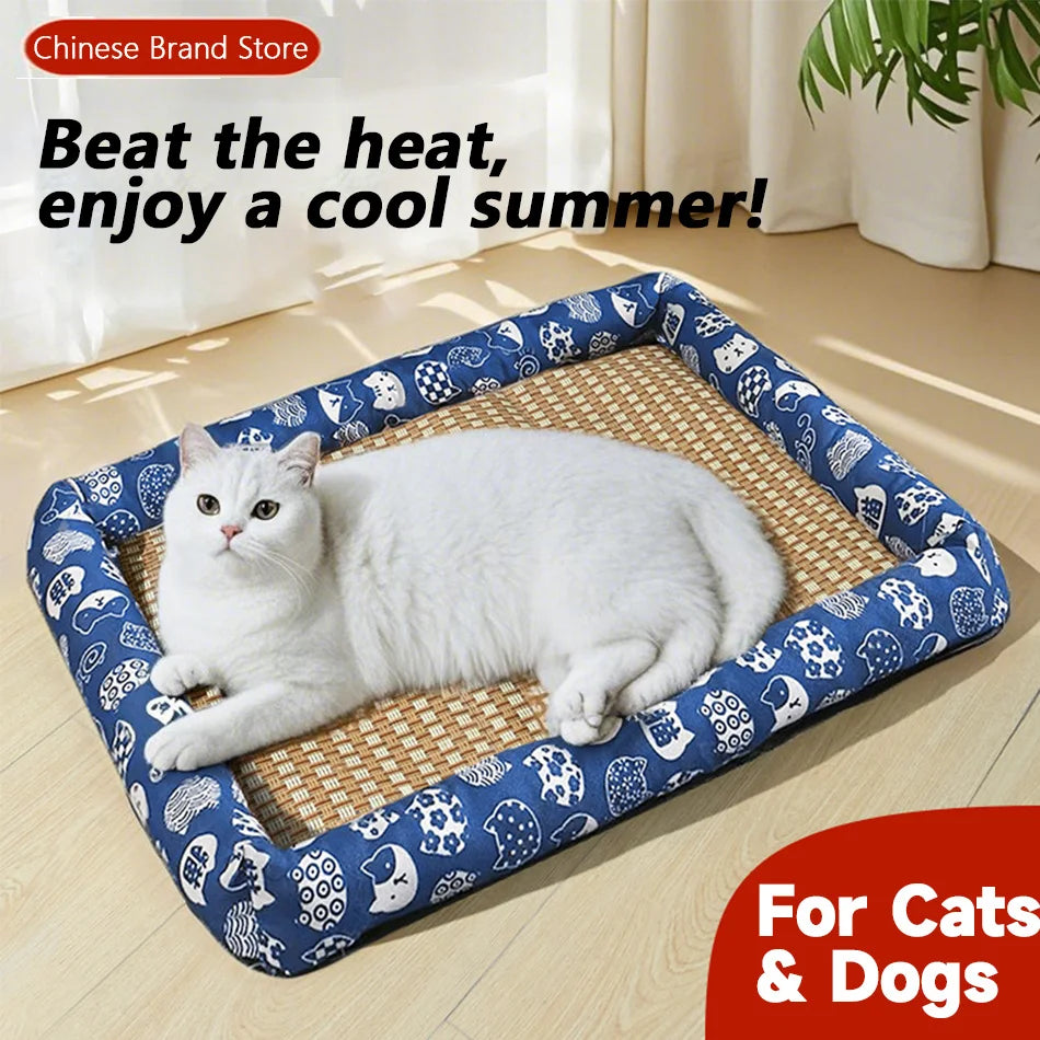 Cama para animais de estimação para gatos e cães, adequada para todas as estações, tapete refrescante de verão, confortável e resistente a pelos, suprimentos para animais de estimação com o.