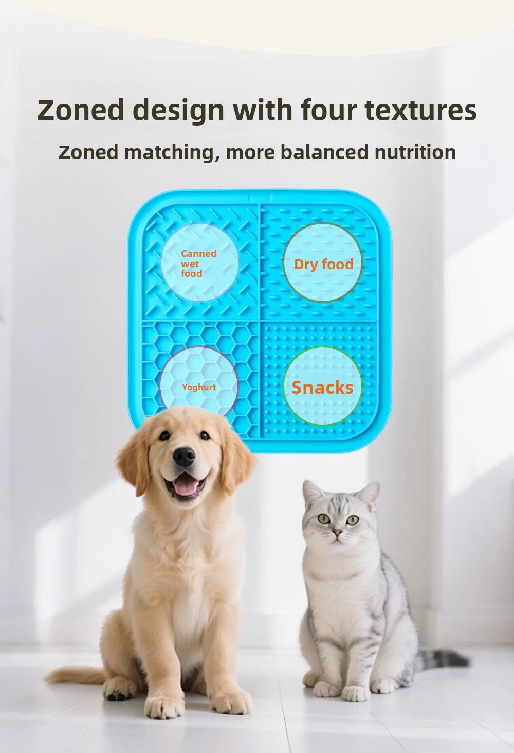 Tapete de Lamber para Cães e Gatos, Bandeja Antiderrapante Redutora de Ansiedade, Almofada de Alimentação para Alívio da Ansiedade e Distração durante o Banho e Higiene