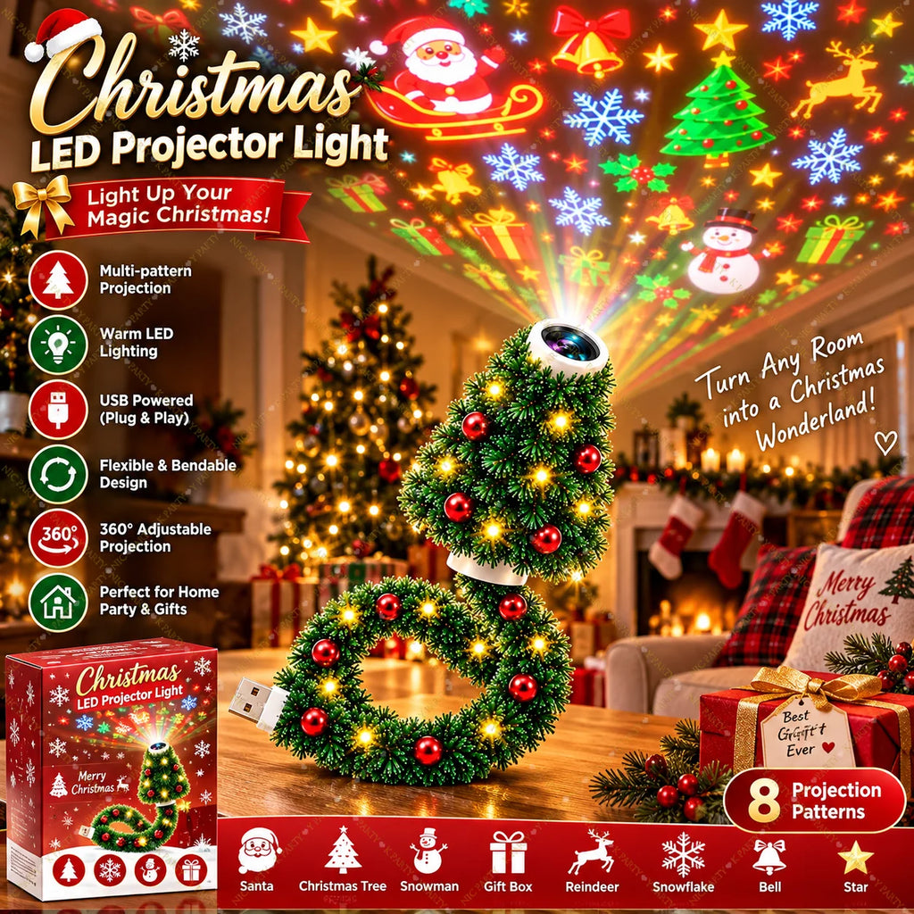 Projetor de árvore de Natal para decoração de interiores, HD, USB, Natal, reproduz cenas festivas, projetor de luz artesanal para casa, parede, decoração de festa de Natal.