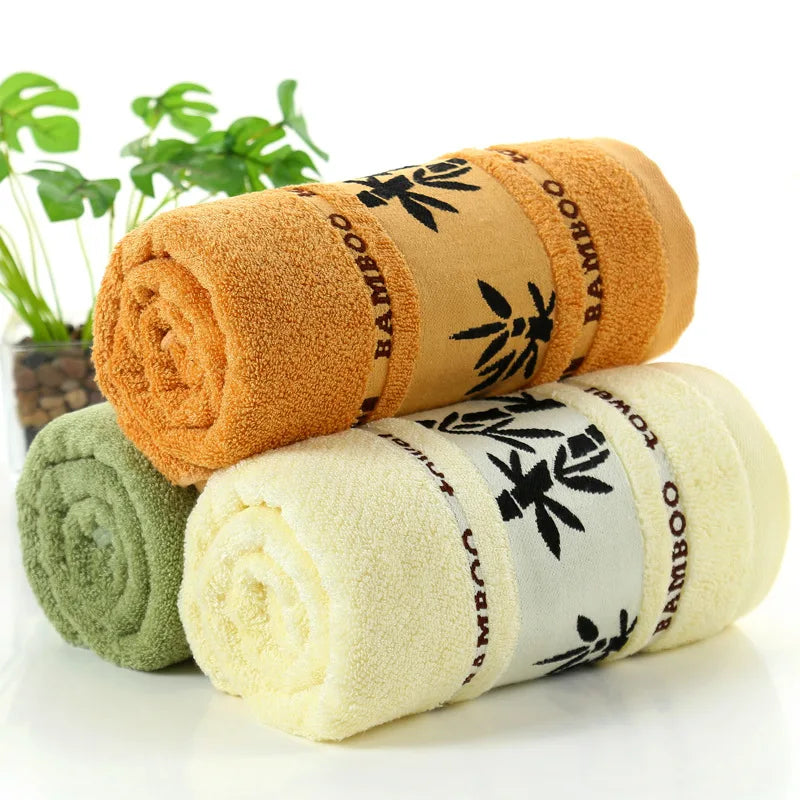 140x70cm toalhas de bambu do banheiro de grandes dimensões bordado toalha de banho capa personalizado esporte presente toalhas para casa marrom creme verde