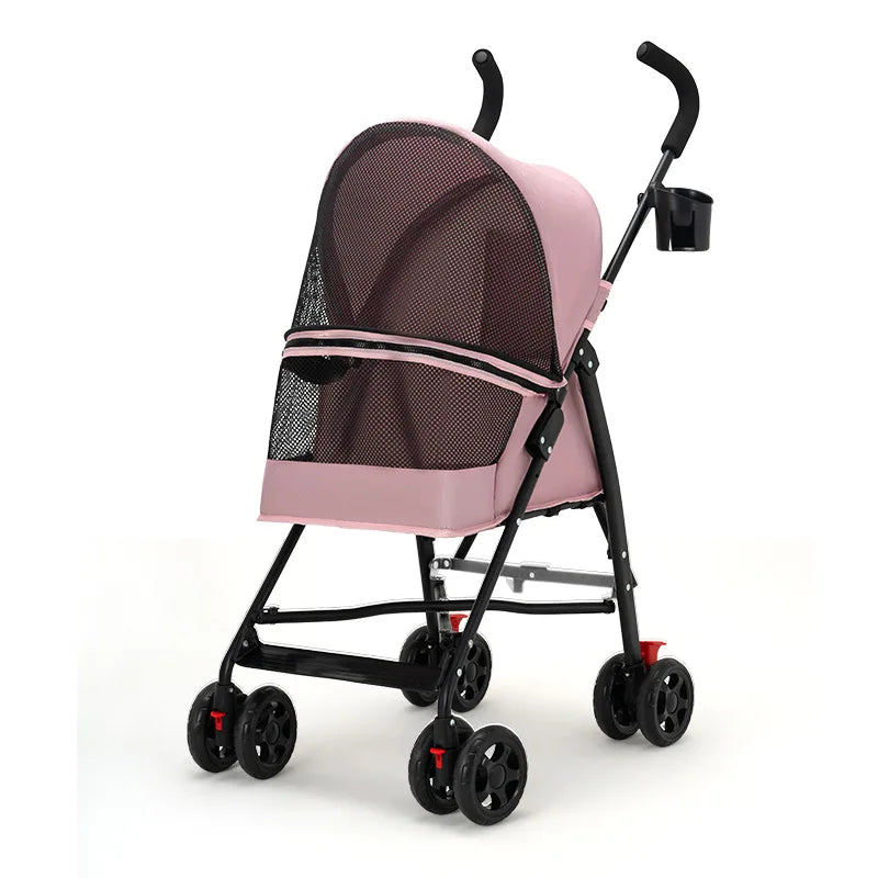 Carrinho de passeio para animais de estimação, carrinho para cães e gatos, tipo ursinho de pelúcia, para atividades ao ar livre, leve e dobrável, para cães e animais de estimação pequenos.