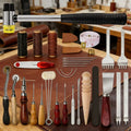 Kit de Ferramentas para Artesanato em Couro, Kit de Reparo e Costura Manual em Couro, Conjunto Profissional de Ferramentas DIY para Costura, Punção, Entalhe e Sulcagem