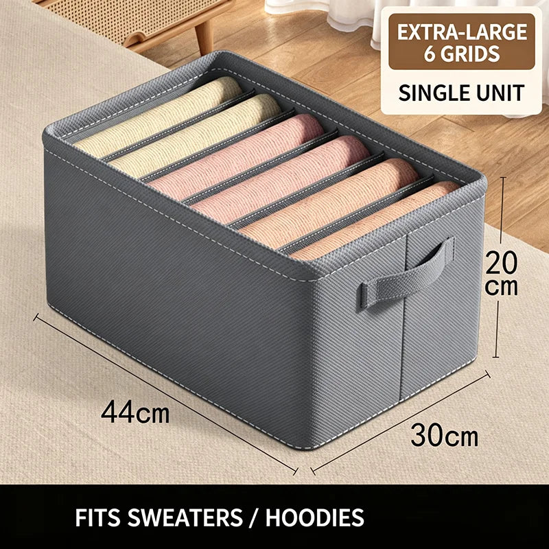 Caixa organizadora de roupa com 6/7/9 compartimentos, para guardar calças mais grossas, dobrável, com divisórias, ideal para camisolas, camisas e gavetas de armários e guarda-roupas.