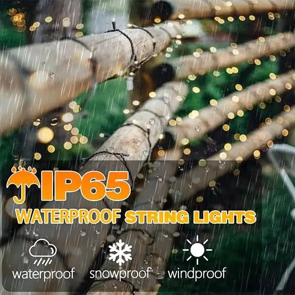 Luzes de fadas externas movidas a energia solar de couro de plástico LED IP65 à prova d'água 8 modos de iluminação para decoração de casamento de Natal