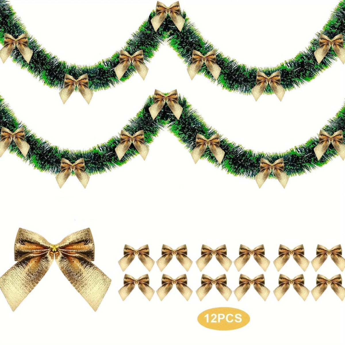 5M de fitas decorativas de Natal com laços, fita verde em forma de cana, guirlanda para pendurar na árvore de Natal, enfeites para projetos «faça você mesmo», decoração para festas e para a casa.