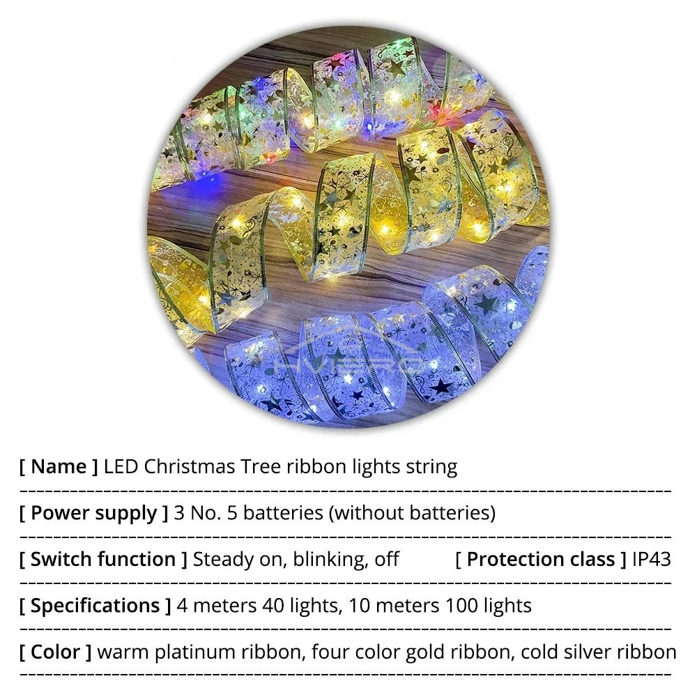 Fita fada discoteca luz árvore de natal branco quente decoração atmosfera ouro ano novo para festa buquê diy arco corda lâmpada