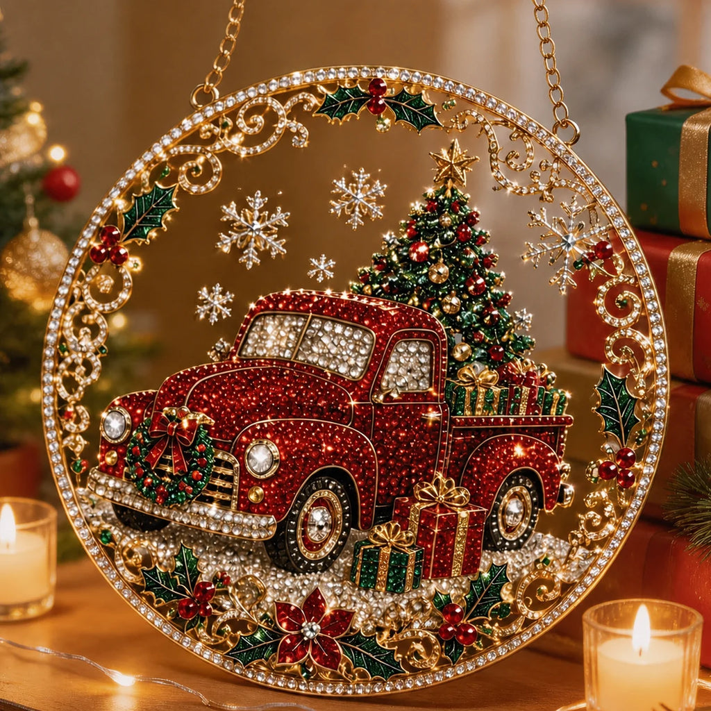 Enfeite de Natal Redondo para Pendurar, Enfeite de Natal Redondo em Acrílico, Criativo Enfeite de Natal em Acrílico para Pendurar