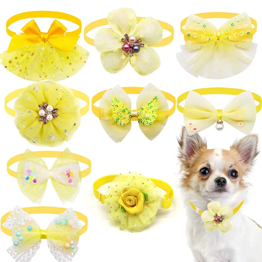 50ps pequeno cão gato bowtie bonito em massa rendas pet cão bowties colar para cães aliciamento acessórios suprimentos para animais de estimação para cães pequenos Kasa & Pet