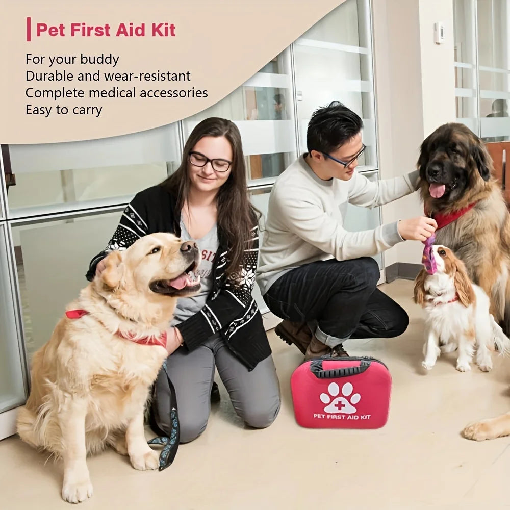 Kit de primeiros socorros para animais de estimação: contém suprimentos de emergência e cobertor de emergência, adequado para caminhadas, camping e mochilão.