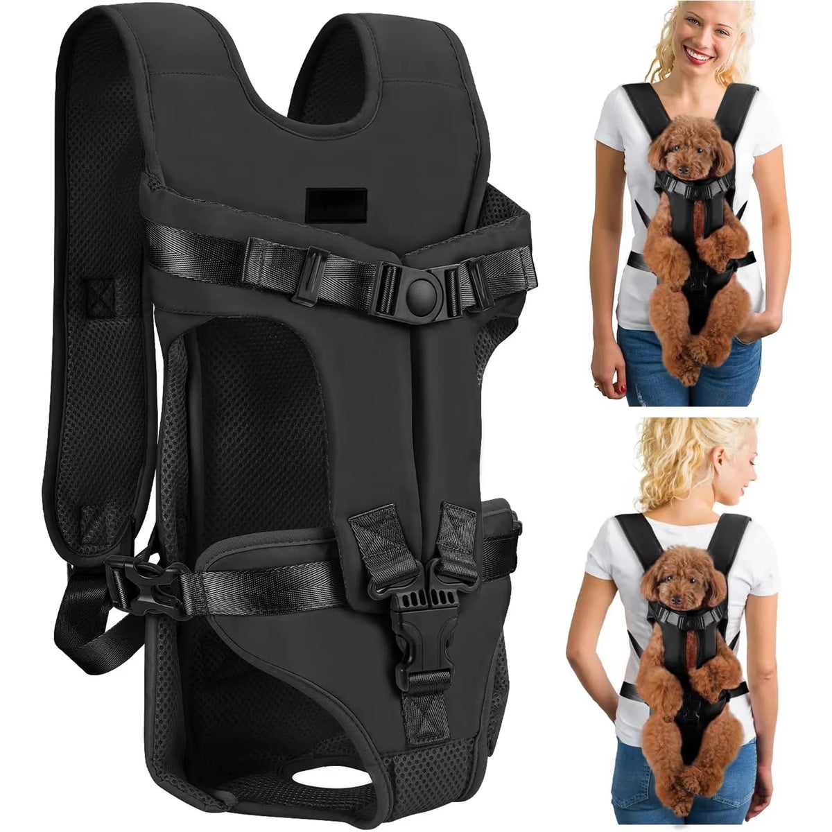 Mochila para transportar cães, esponja espessada, frente para animais de estimação, mochilas para transportar cães, portátil, ajustável, mãos livres, mochila para cães