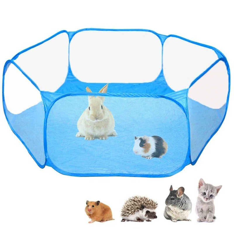 Gaiola pequena portátil para animais de estimação, gaiola transparente para cães e gatos, cercadinho para animais de estimação, cerca dobrável aberta para cães, hamster, coelho, cobaia