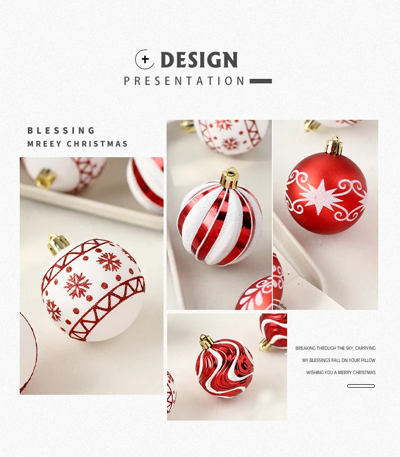 Conjunto de decorações de árvore de enfeites de Natal, bola de Natal inquebrável de 16 quilates, ornamentos pendurados de 2,36 polegadas para decoração de festas de fim de ano