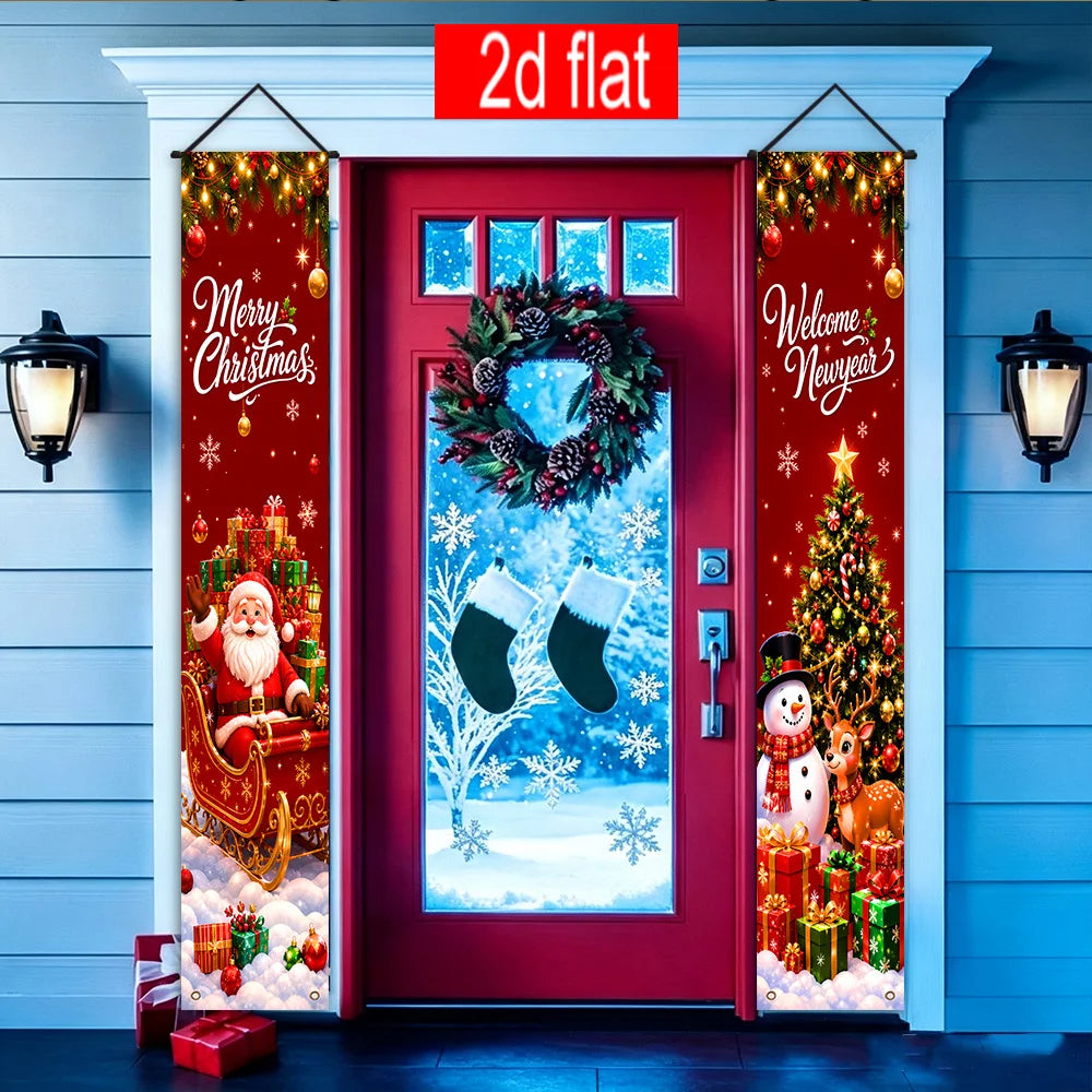 Decorações natalinas, elementos decorativos com tema natalino, varandas interiores e exteriores, fachada da sala de estar.